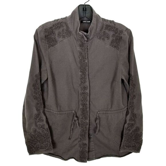 Love Sam Jackets & Blazers - Love Sam Anthropologie  Beaded Embroidered Jacket‎ Sz S Brown Ribbon Cotton Boho